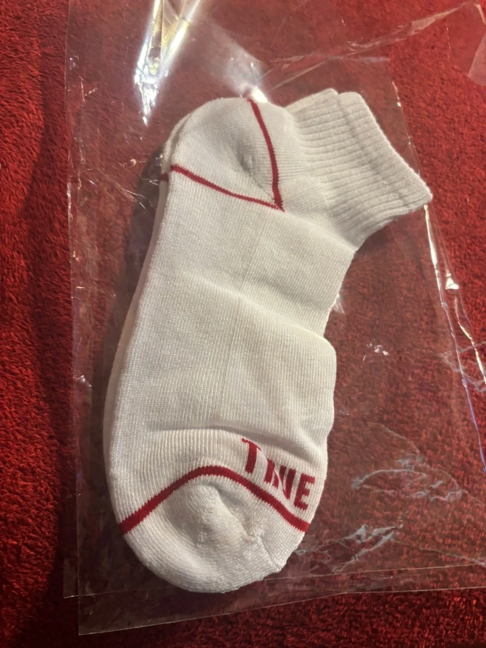 True Religion Men’s White Ankle Socks with Red Accents - Men. Size 8-12 New